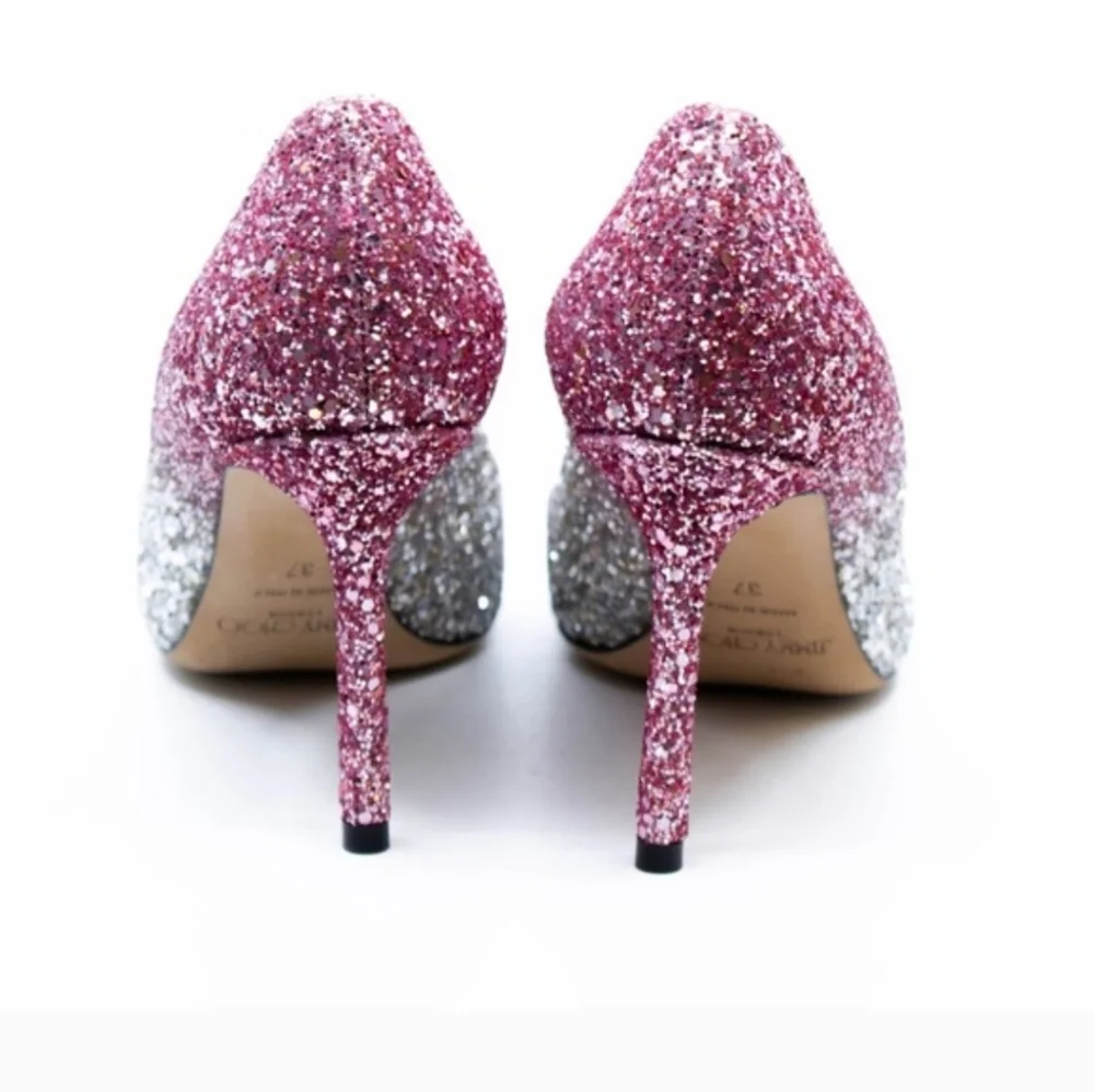 Jimmy Choo Romy 85 Glitter Pumps - Size 36 - Pink And Silver - Picture 7 of 14